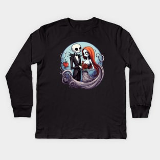 Jack and Sally From The Nightmare Before Christmas Kids Long Sleeve T-Shirt